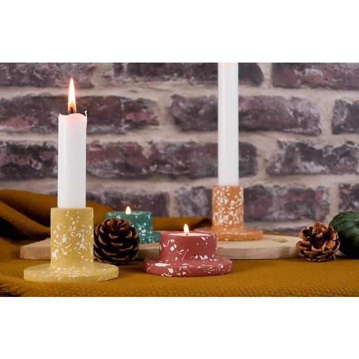 WHITE TERRAZZO CANDLE STICK